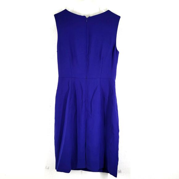 Ivanka Trump Dress Womens Sz 2 Blue with Gold Hardware Pleat Front Office Party - Picture 5 of 11